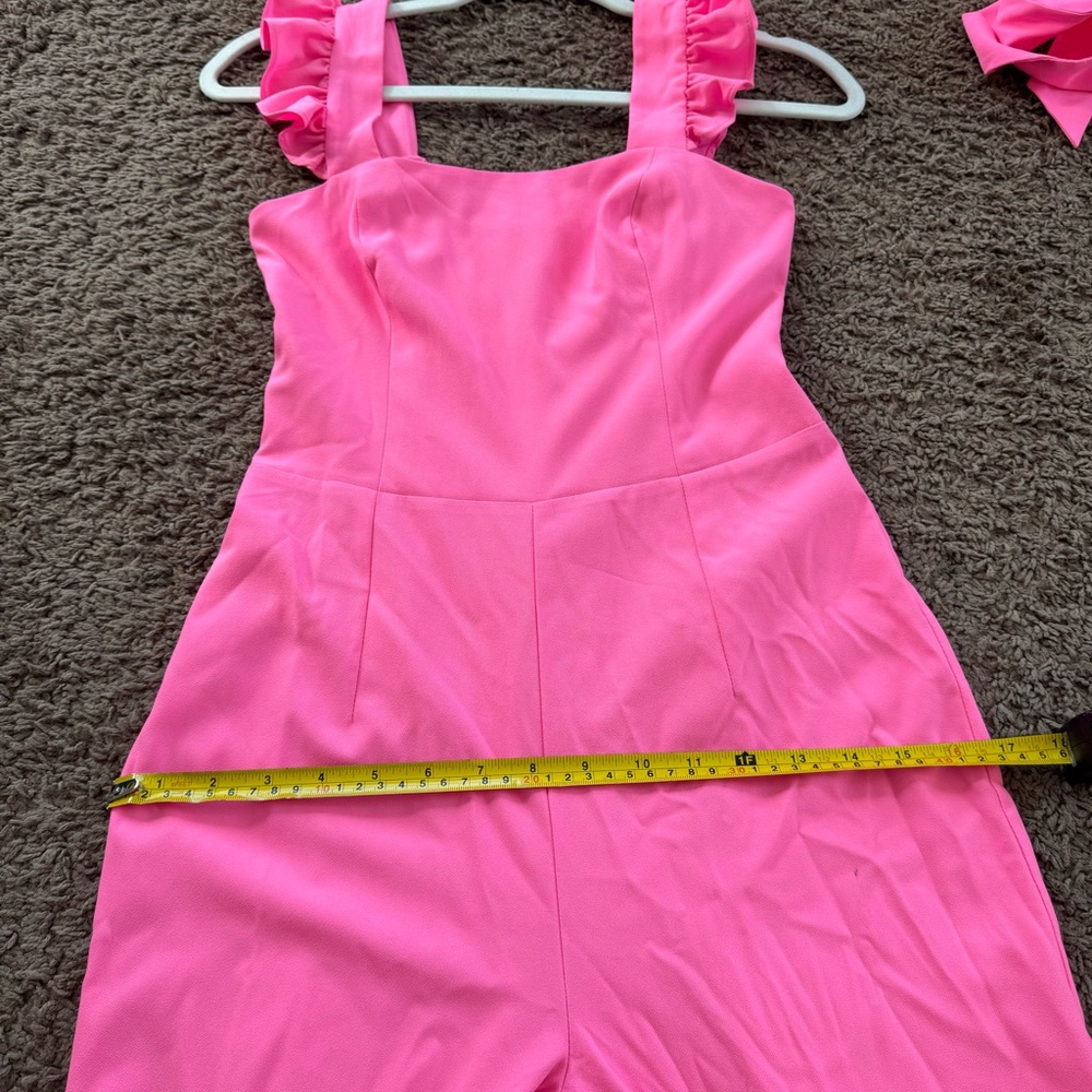 Lilly Pulitzer Eppley Neon Pink Jumpsuit Barbie Sleeveless Size XS 00 $228 - Picture 14 of 15